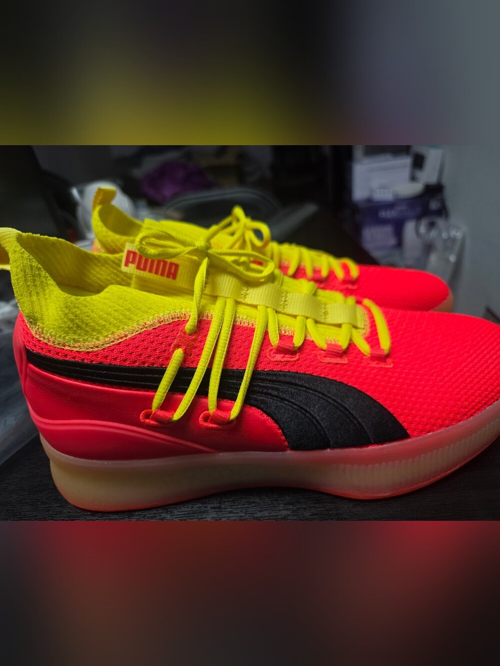 Puma Neon Yellow and Hot Pink Athletic Sneakers